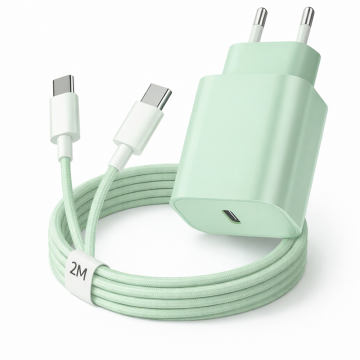 Laddare - 20W USB-C Snabbladdare - Mintgrön