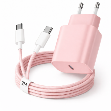 Laddare - 20W USB-C Snabbladdare - Rosa